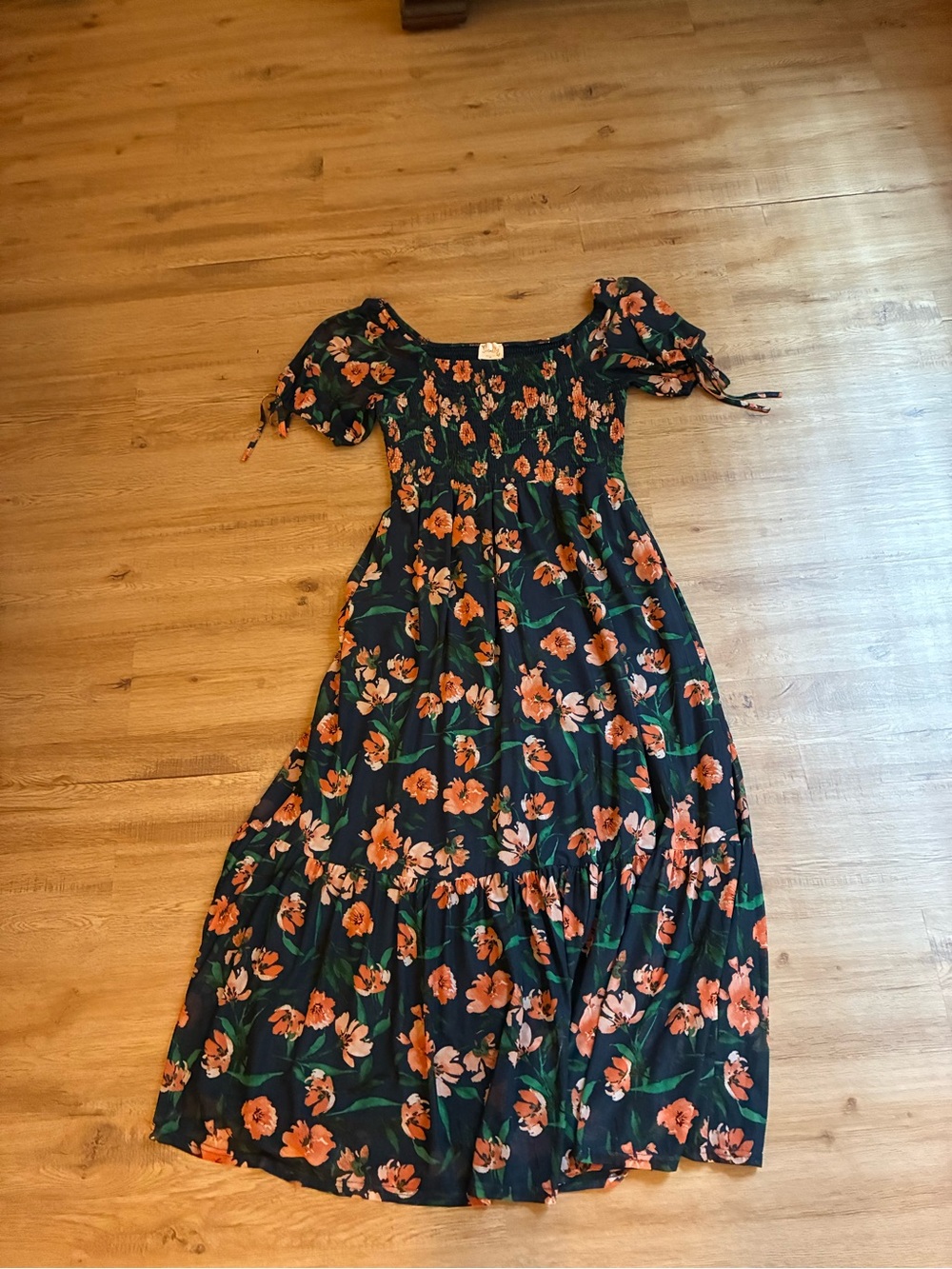 Siren Lily Navy Dress with Orange Floral Print